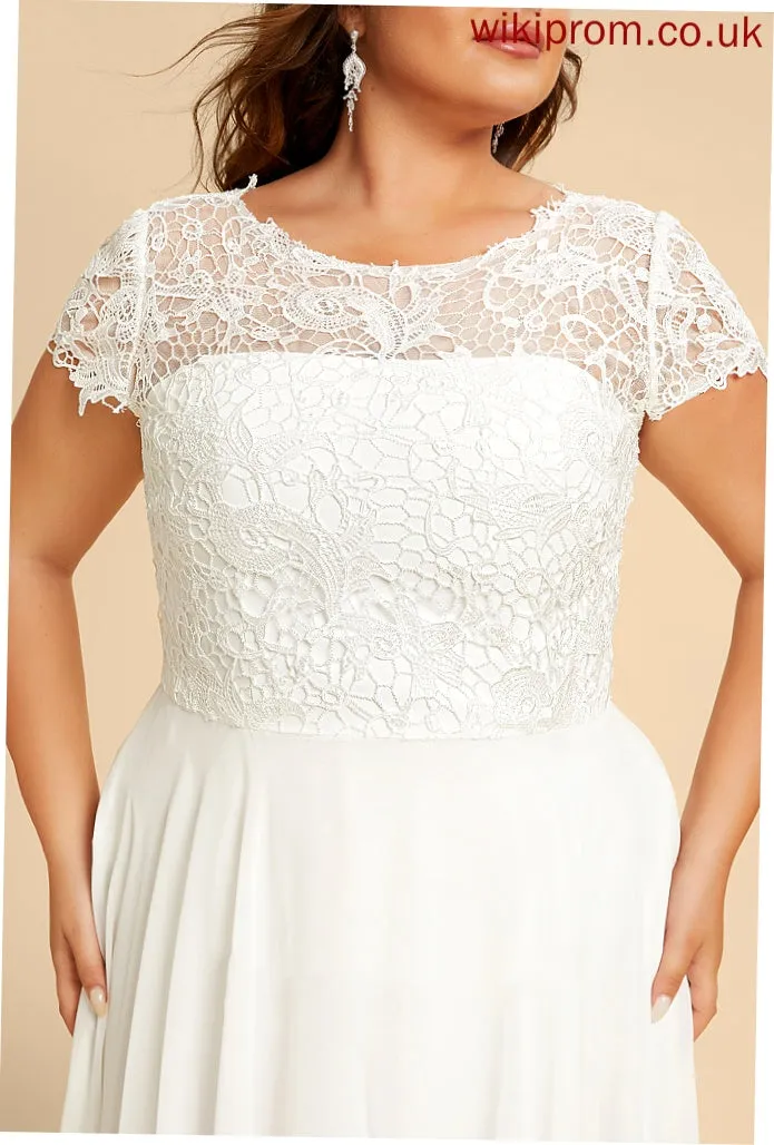 Muriel Floor-Length Scoop Wedding Chiffon Dress A-Line Lace Wedding Dresses