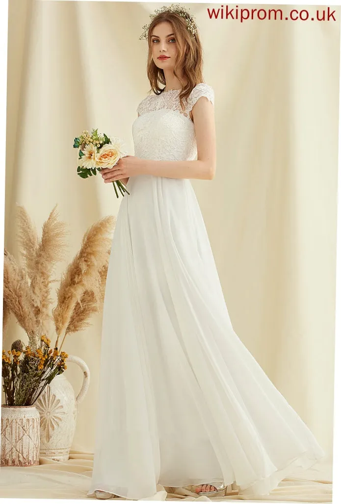 Muriel Floor-Length Scoop Wedding Chiffon Dress A-Line Lace Wedding Dresses
