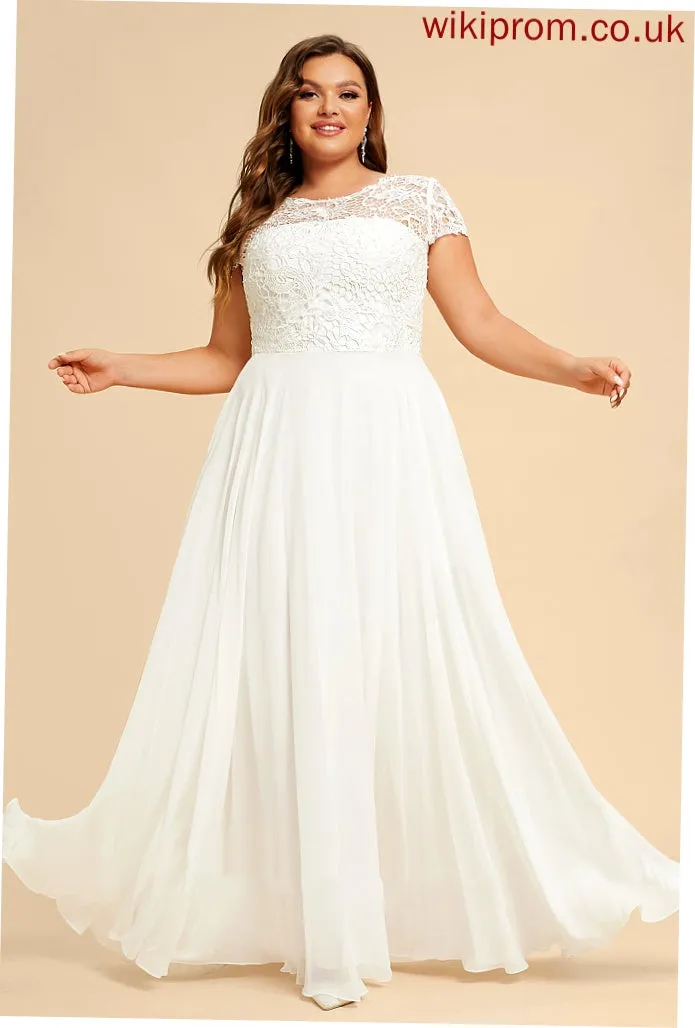 Muriel Floor-Length Scoop Wedding Chiffon Dress A-Line Lace Wedding Dresses
