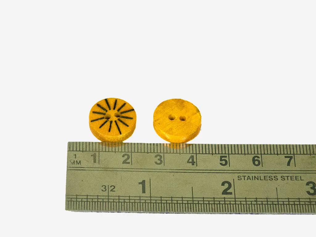 Mustard Fancy 1 Printed 2 Hole Wooden Buttons - 24L