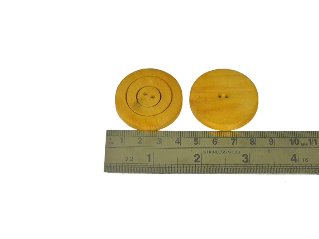 Mustard Geometric Circles 2 Hole Wooden Buttons - 60L