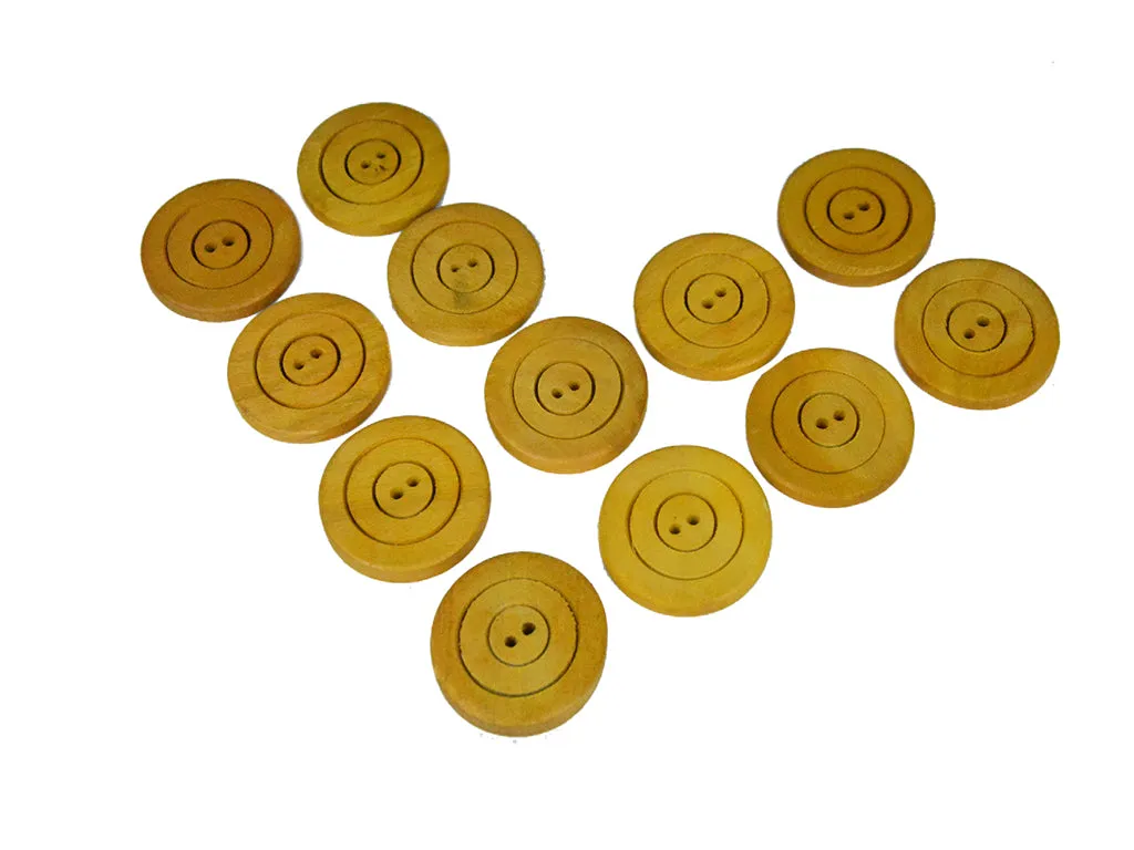 Mustard Geometric Circles 2 Hole Wooden Buttons - 60L