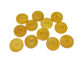 Mustard Geometric Circles 2 Hole Wooden Buttons - 60L