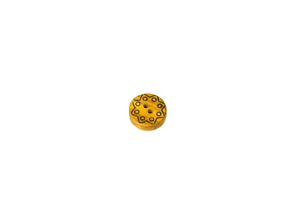 Mustard Geometric Star Printed 2 Hole Wooden Buttons - 24L