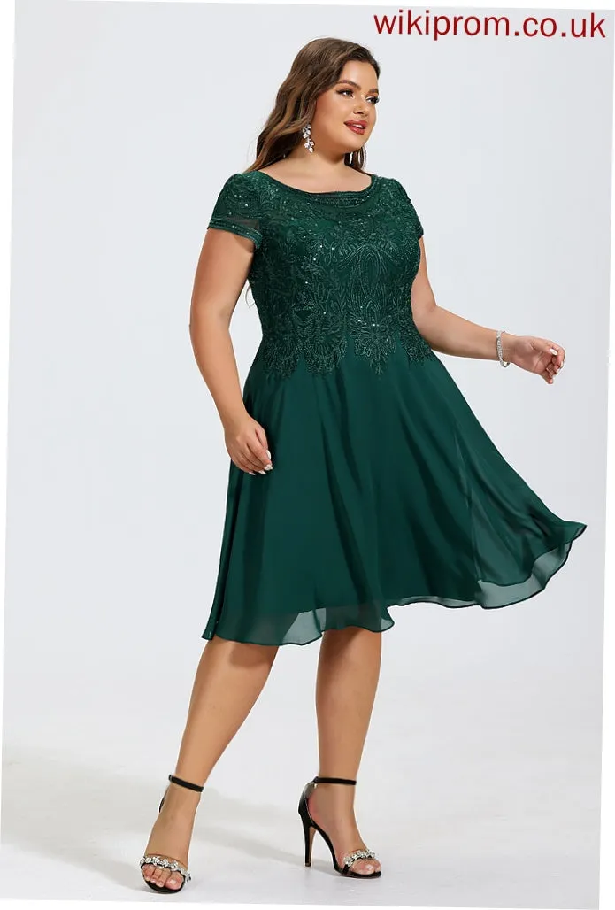 Neckline Knee-Length Sequins Length A-Line Silhouette Embellishment Fabric Scoop Emelia V-Neck Natural Waist Bridesmaid Dresses