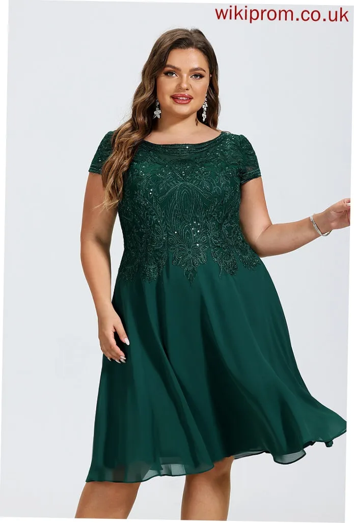Neckline Knee-Length Sequins Length A-Line Silhouette Embellishment Fabric Scoop Emelia V-Neck Natural Waist Bridesmaid Dresses