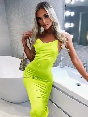 Neon Bodycon Long Midi Dress