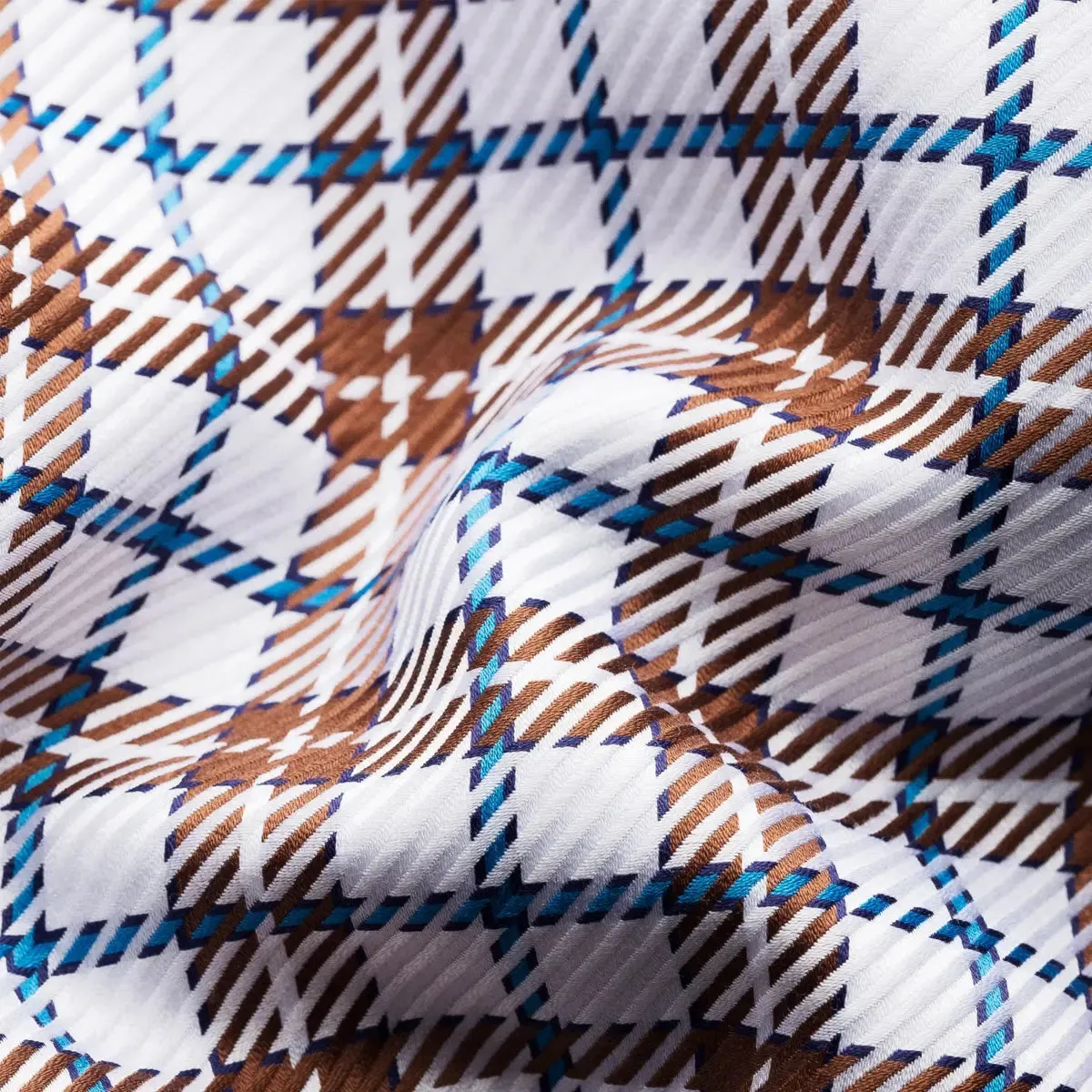 Off-White & Brown Checked King Twill Contemporary Fit Shirt
