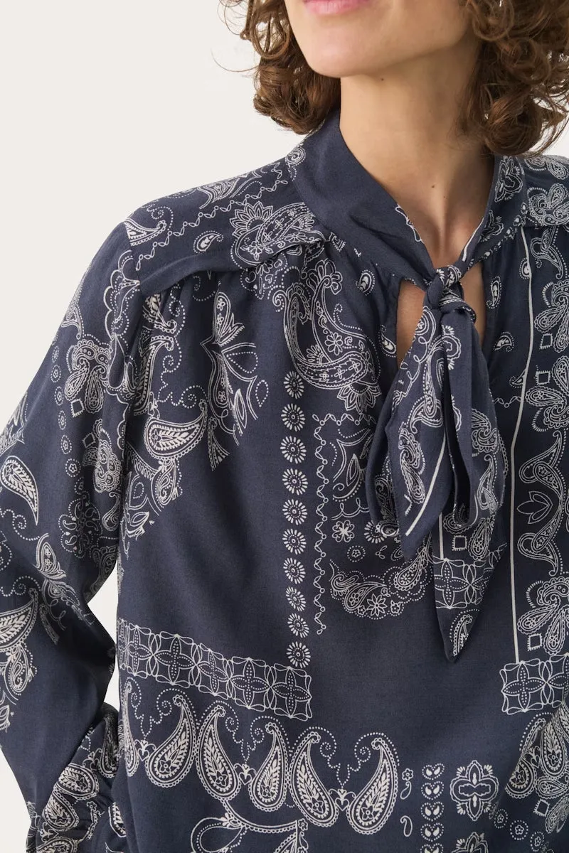 Part Two Najia Paisley Print Bow Neck Blouse