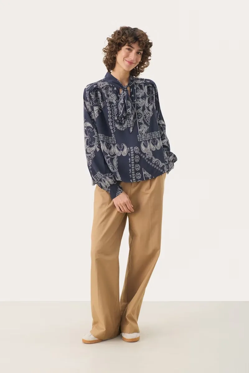 Part Two Najia Paisley Print Bow Neck Blouse