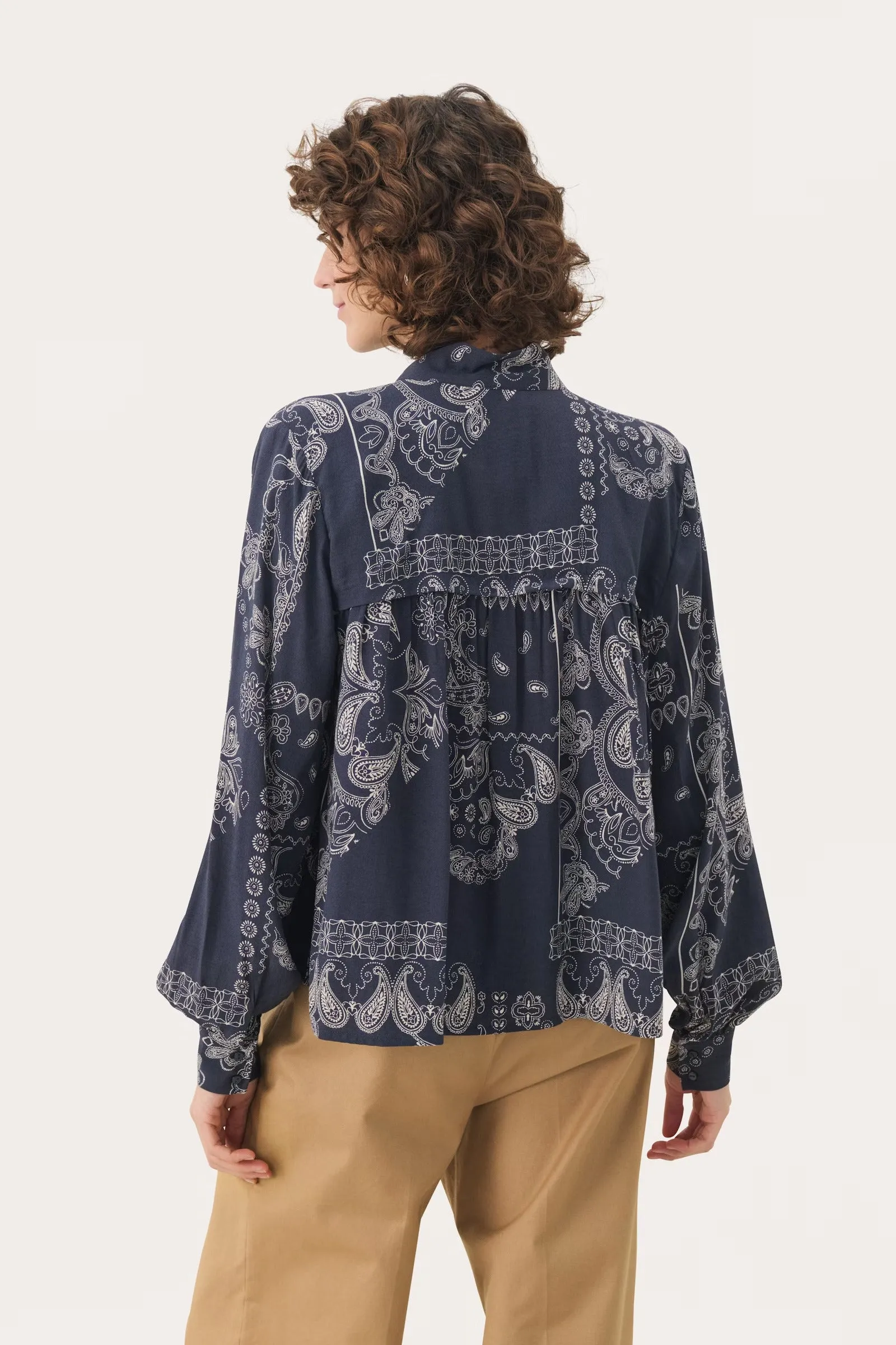 Part Two Najia Paisley Print Bow Neck Blouse