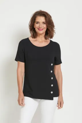 Paula Ryan Side Button Short Sleeve Top