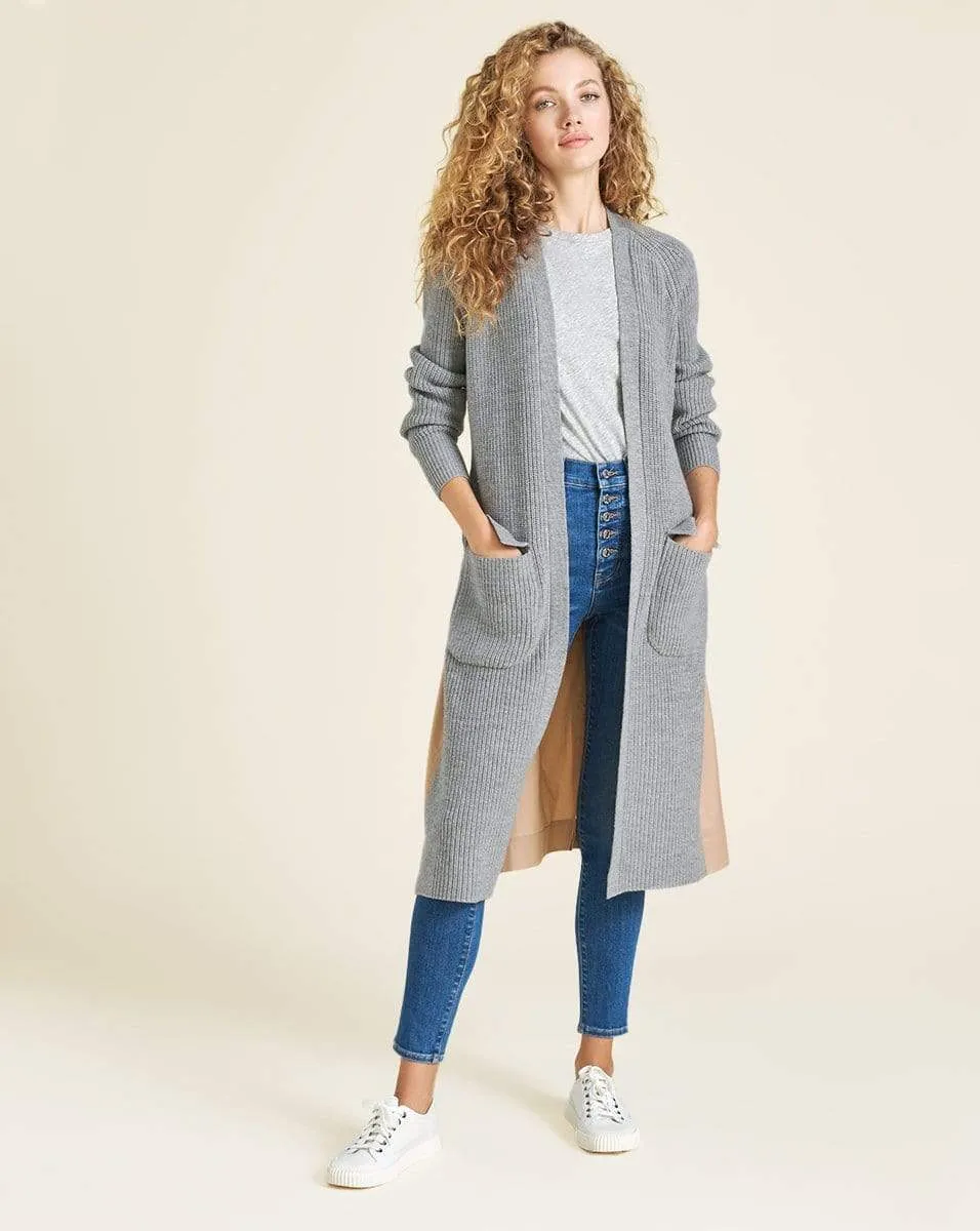 Pearl Mixed-Media Trench Cardigan