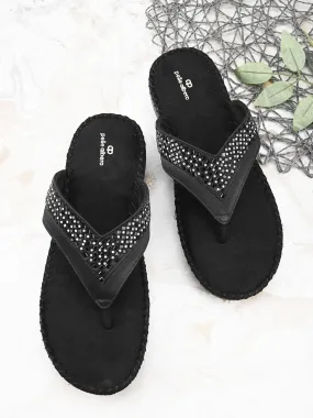 Pelle Albero Women's Black Satin upper Slip-On Flat Slipper