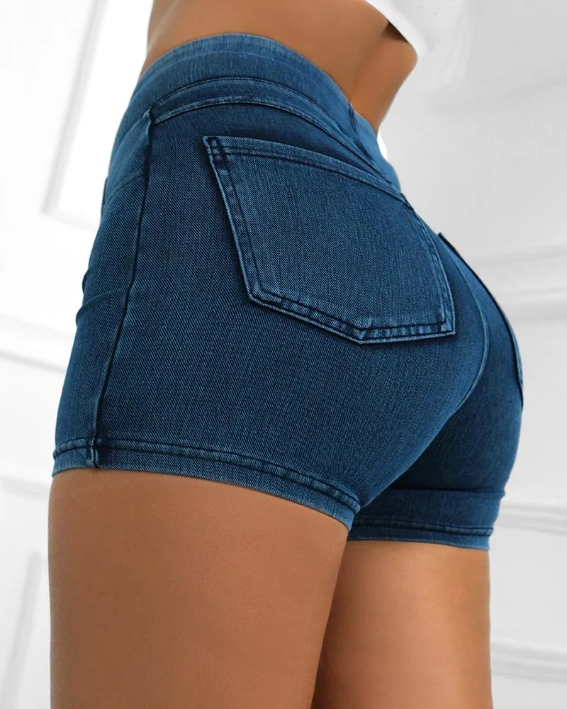 Pocket Design High Waist Denim Active Shots