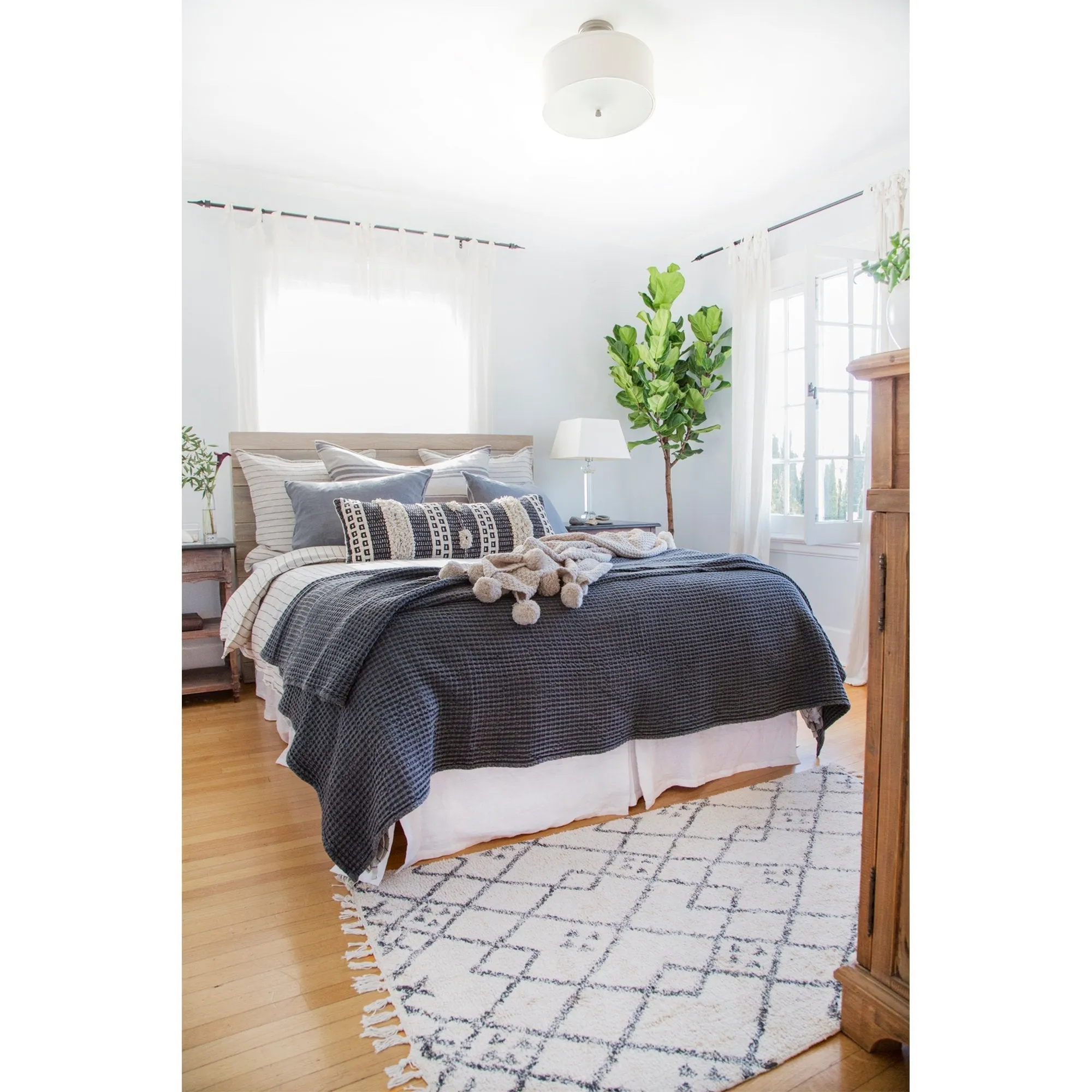 Pom Pom at Home Pleated White Linen Bedskirt ~ Available in Twin, Queen and King Sizes