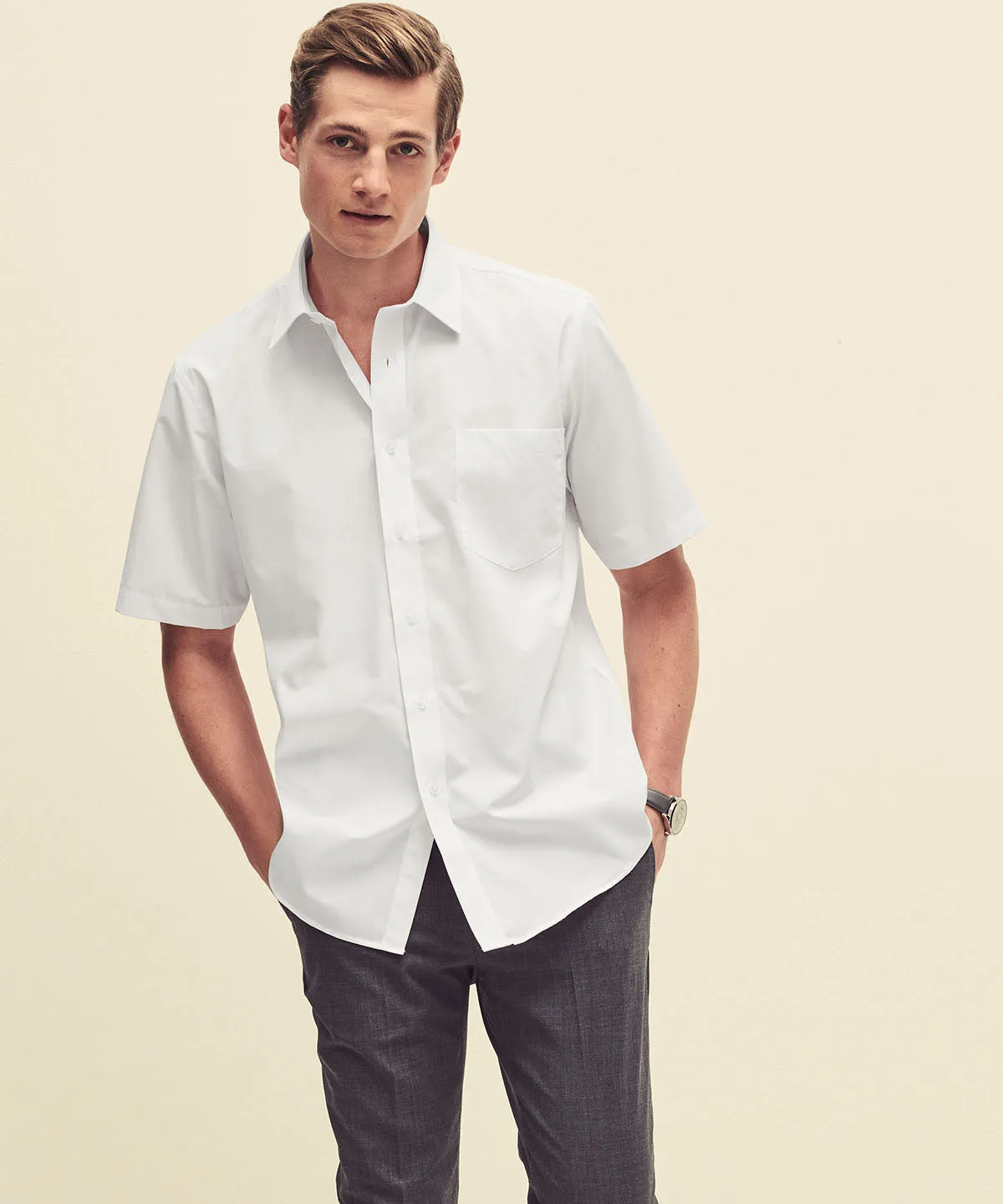 Poplin short sleeve shirt | White