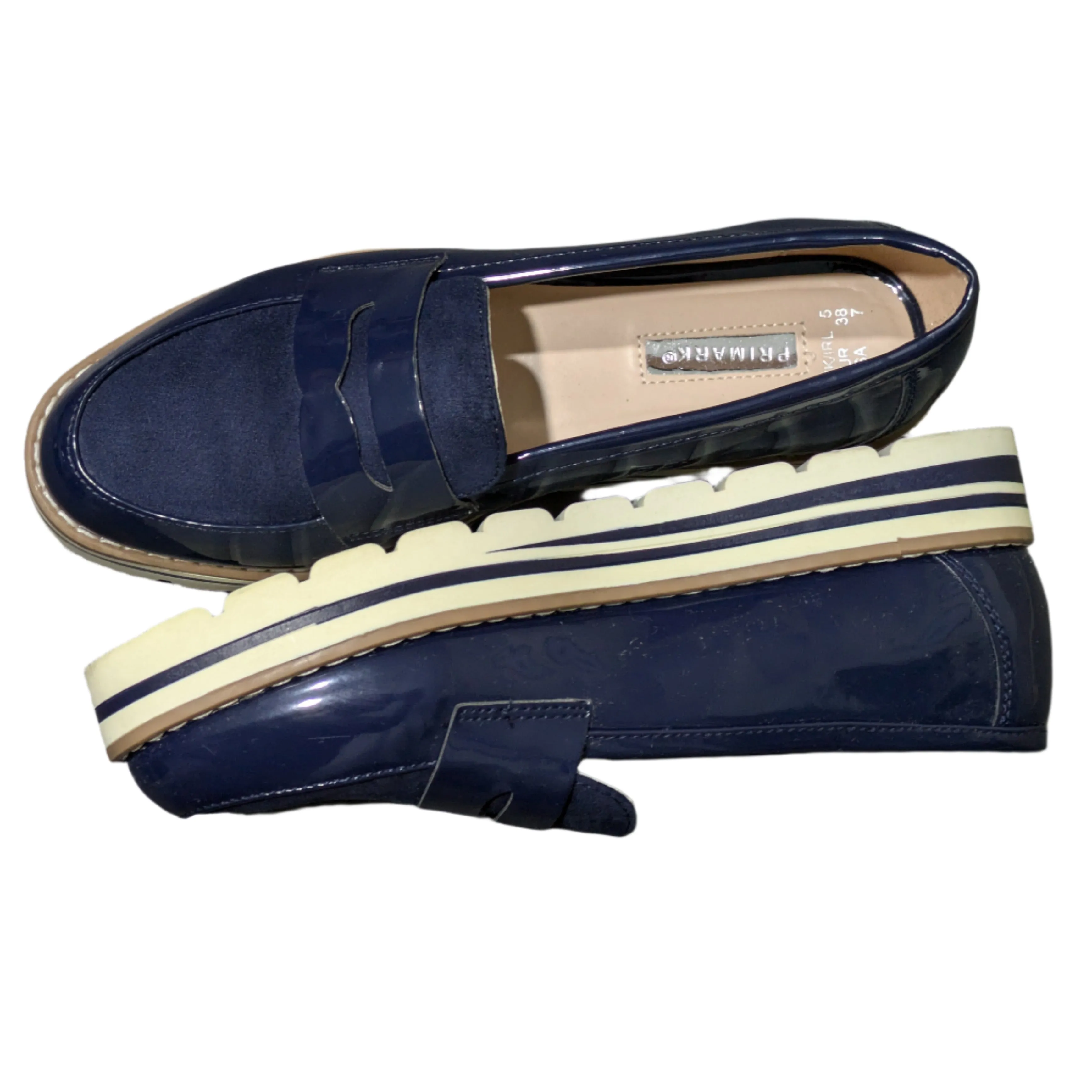 Primark Blue Slip-On Moccasin Flats Size: UK 5 / EU 38 / US 7