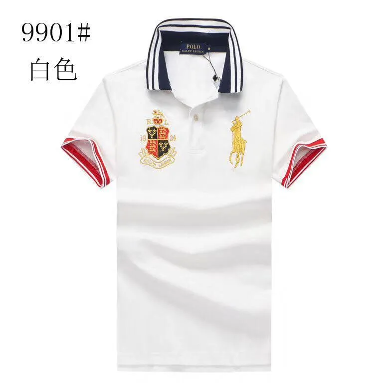 PRL Custom Fit Crown Yellow Big Pony White polo Shirt