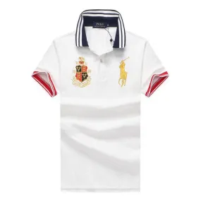 PRL Custom Fit Crown Yellow Big Pony White polo Shirt
