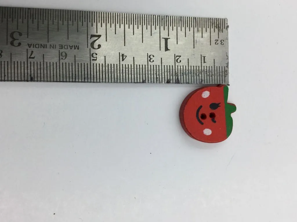 Red Apple 2 Hole Wooden Button