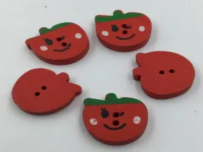 Red Apple 2 Hole Wooden Button