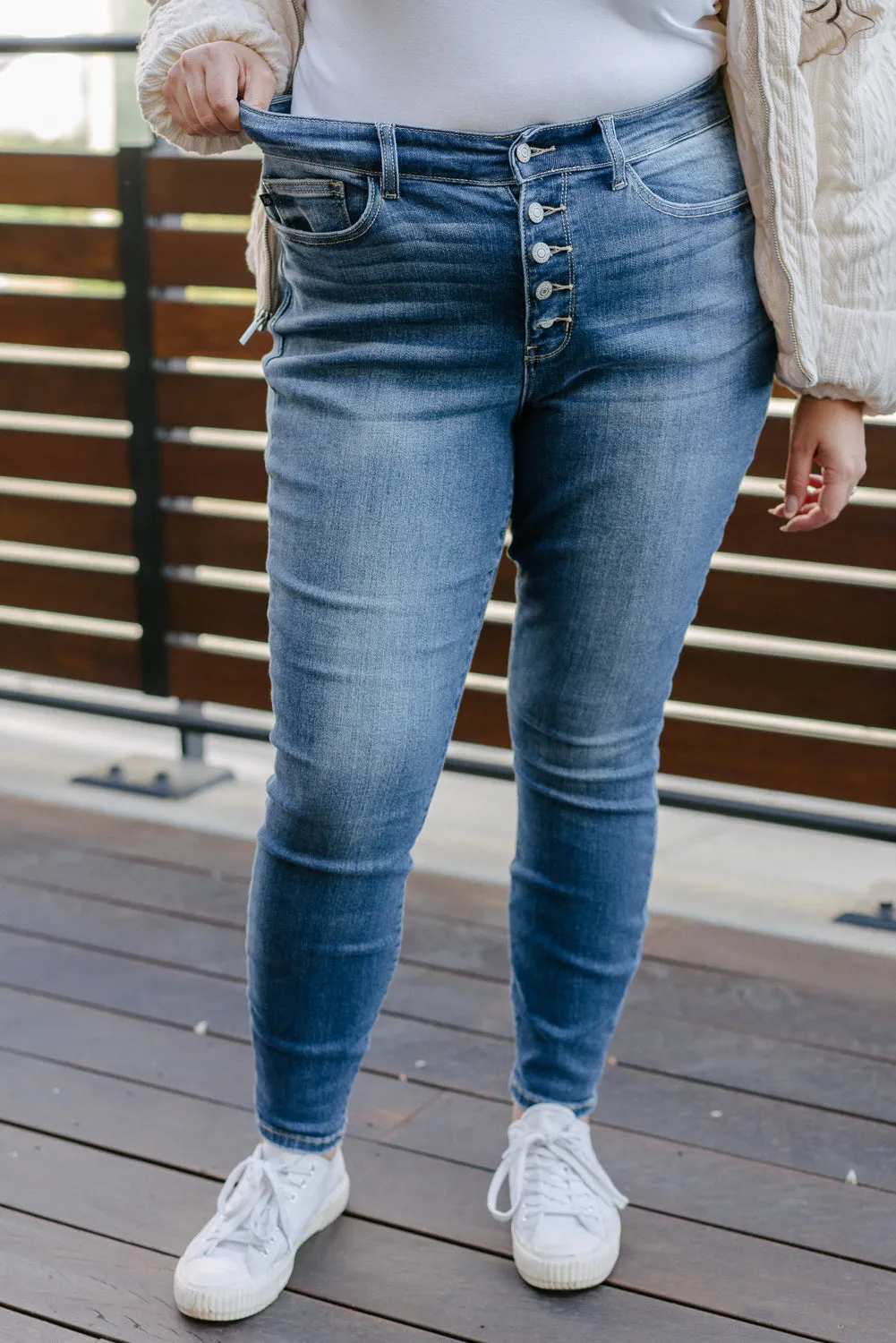 Rose Classic Button Fly Skinny Jeans - PLUS
