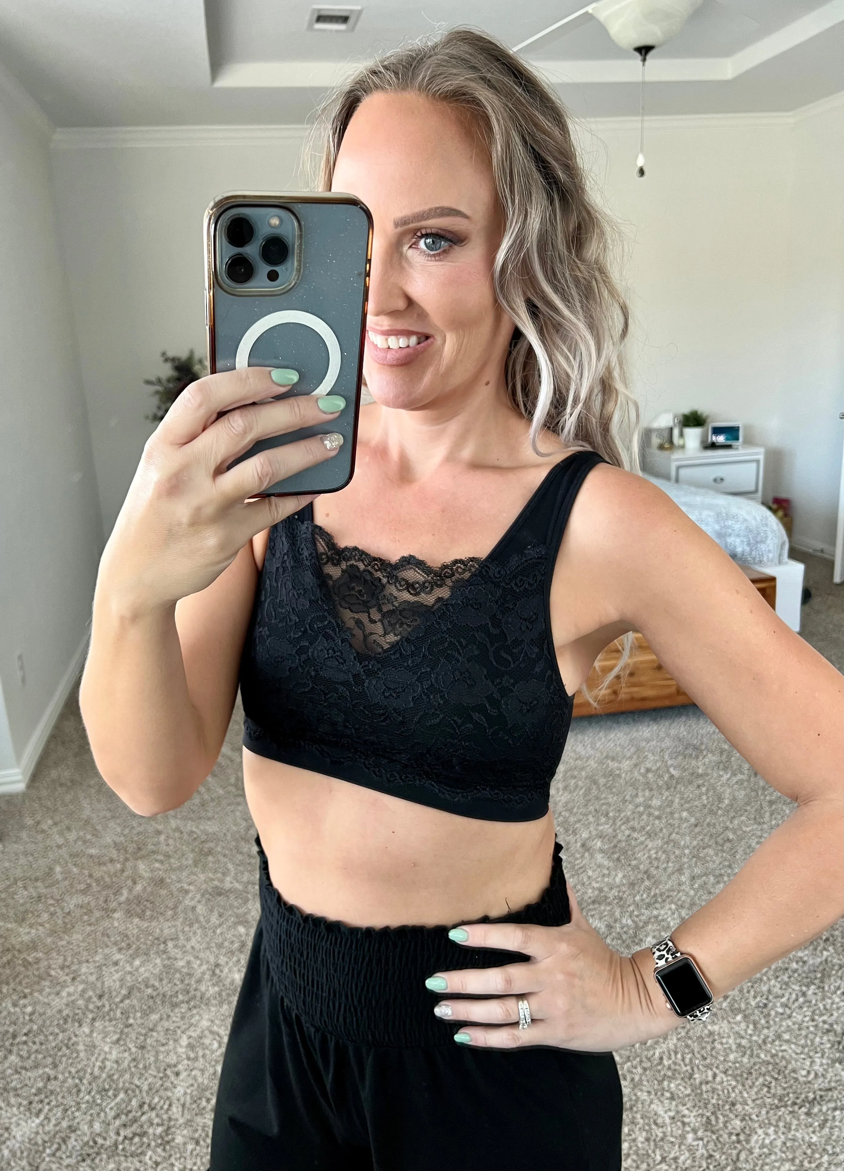 Seamless Bralette with Lace Cover
