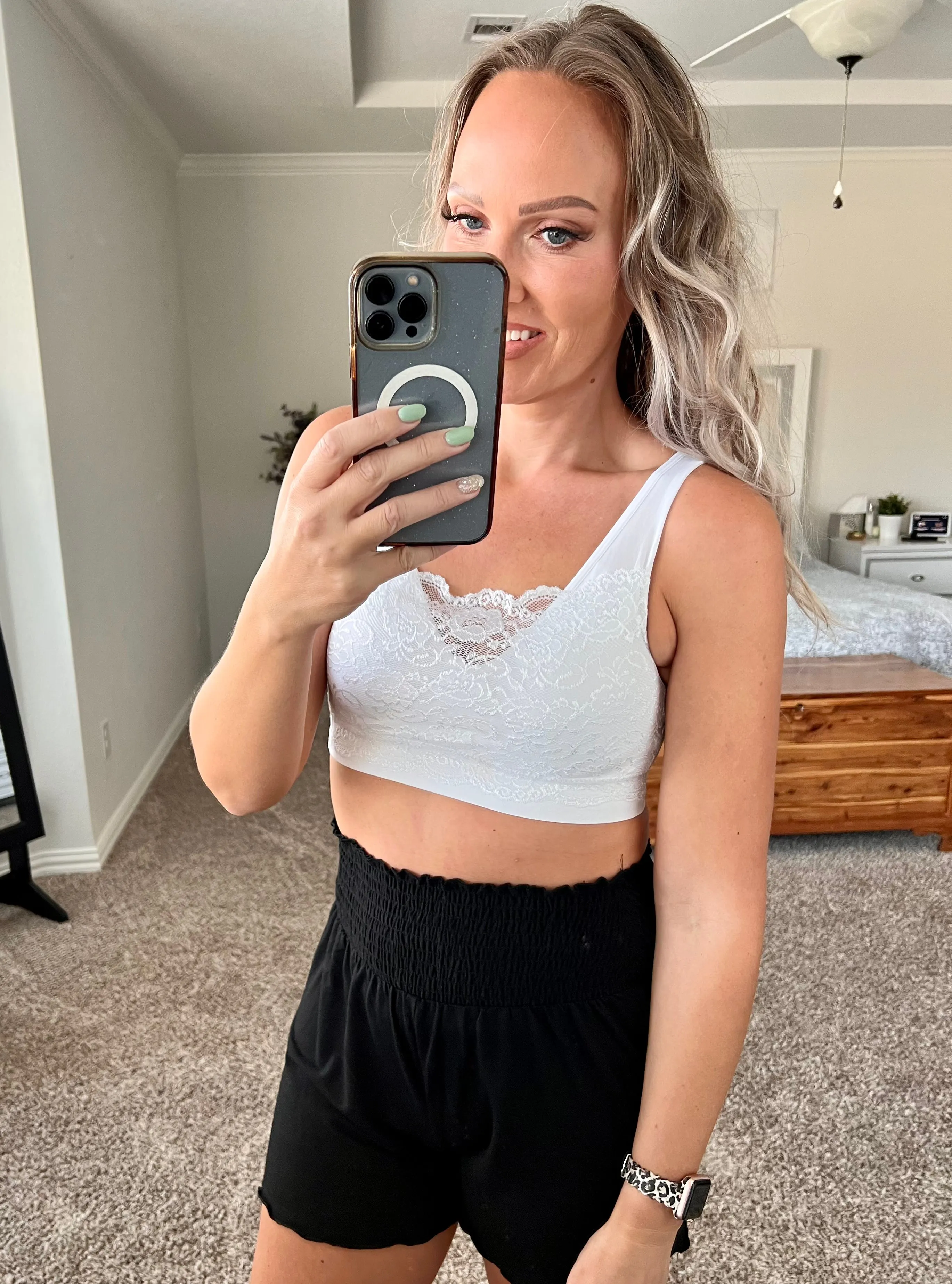 Seamless Bralette with Lace Cover