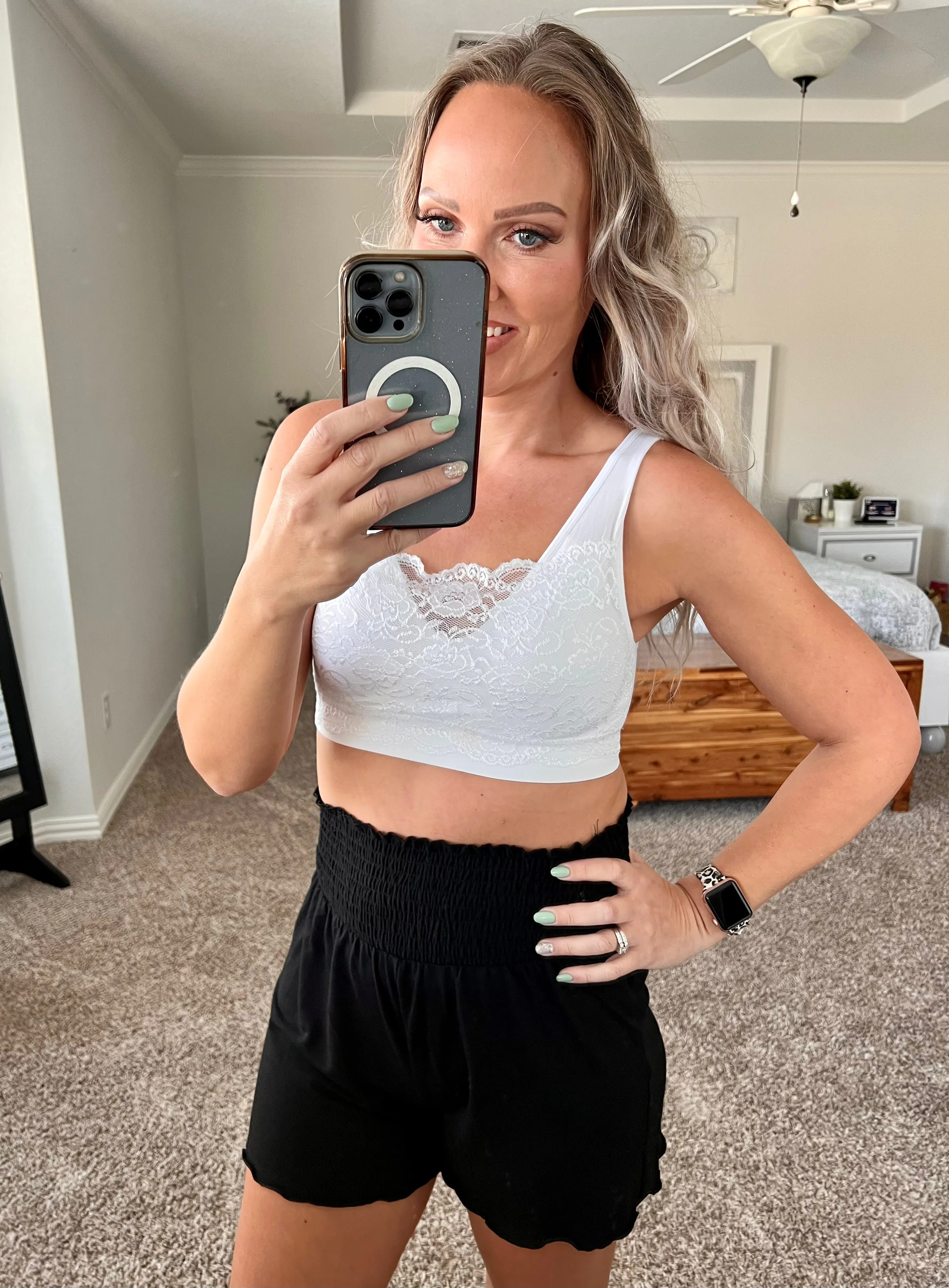 Seamless Bralette with Lace Cover