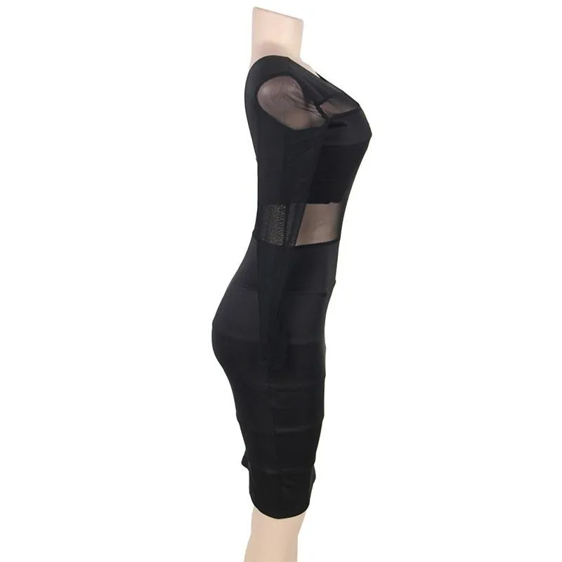 See Through Backless Pencil Tight Dress