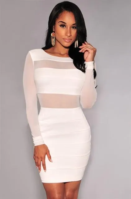 See Through Backless Pencil Tight Dress