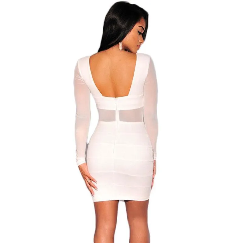 See Through Backless Pencil Tight Dress