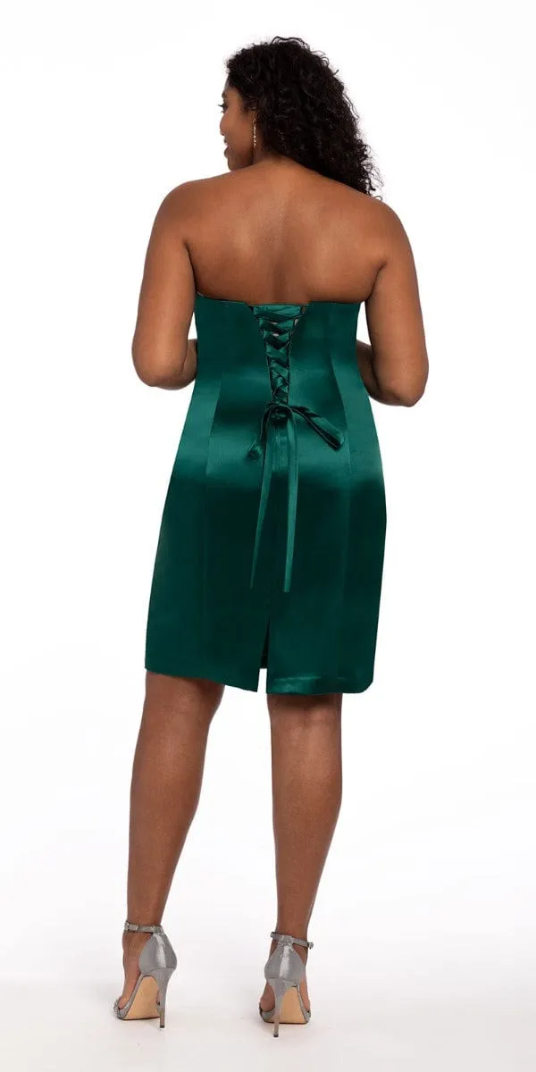 Short Satin Sweetheart Corset Back Dress