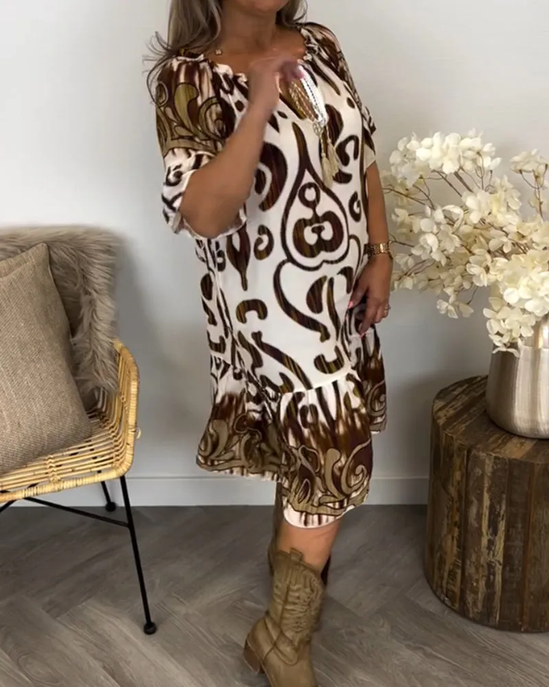 Short Sleeve Elegant Midi Dress