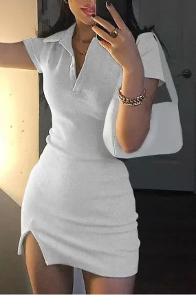 Short Sleeve Hip-Wrapped Slim Fit Dress