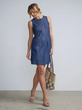 Sleeveless Button Front Trapeze Dress