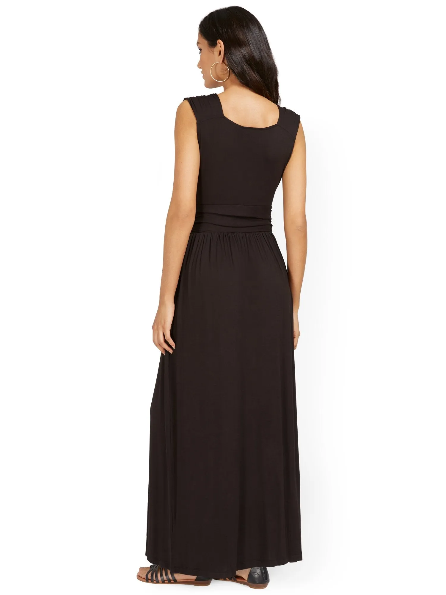 Sleeveless V-Neck Wrap-Front Maxi Dress