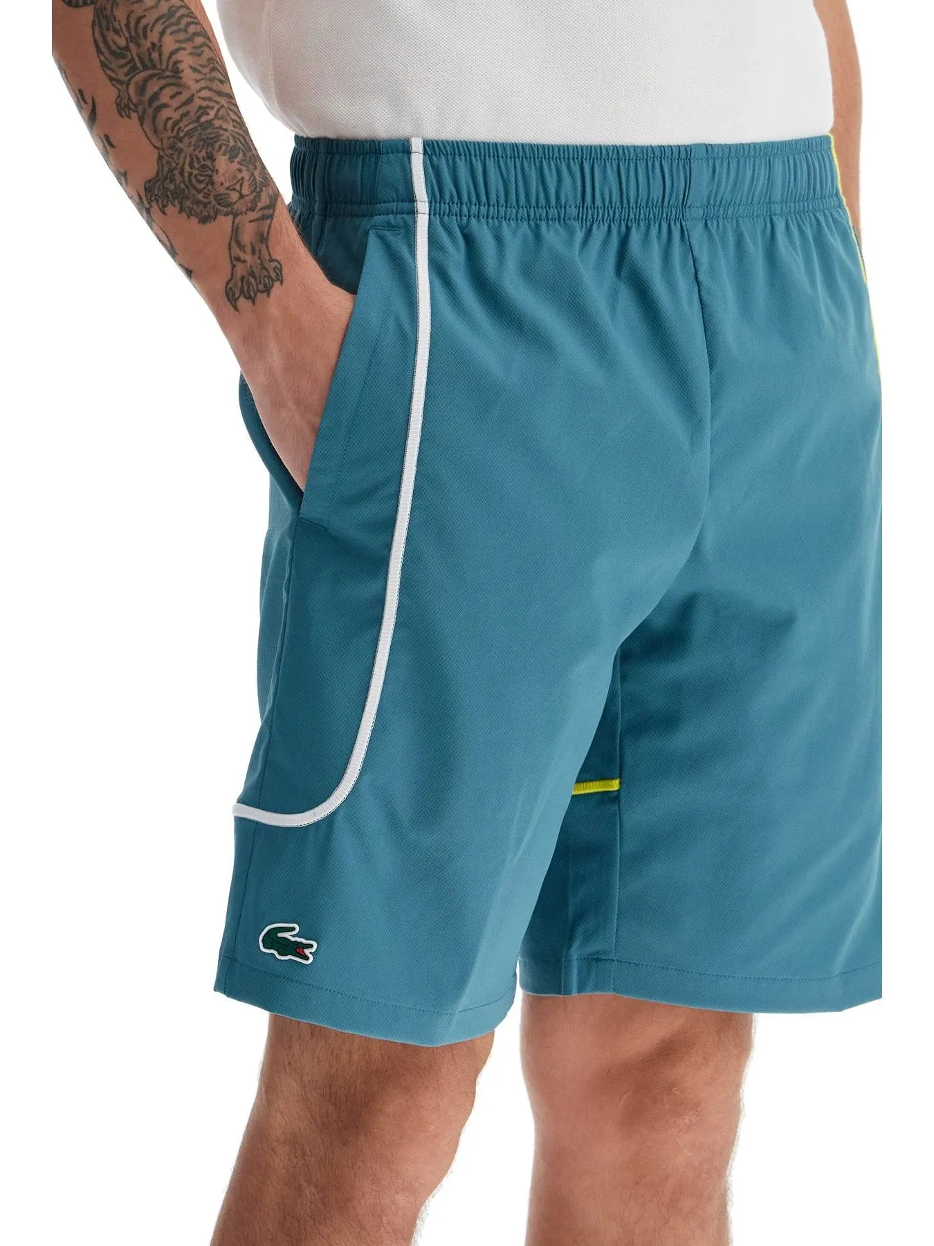 Sporty Contrast-Stitch Taffeta Shorts
