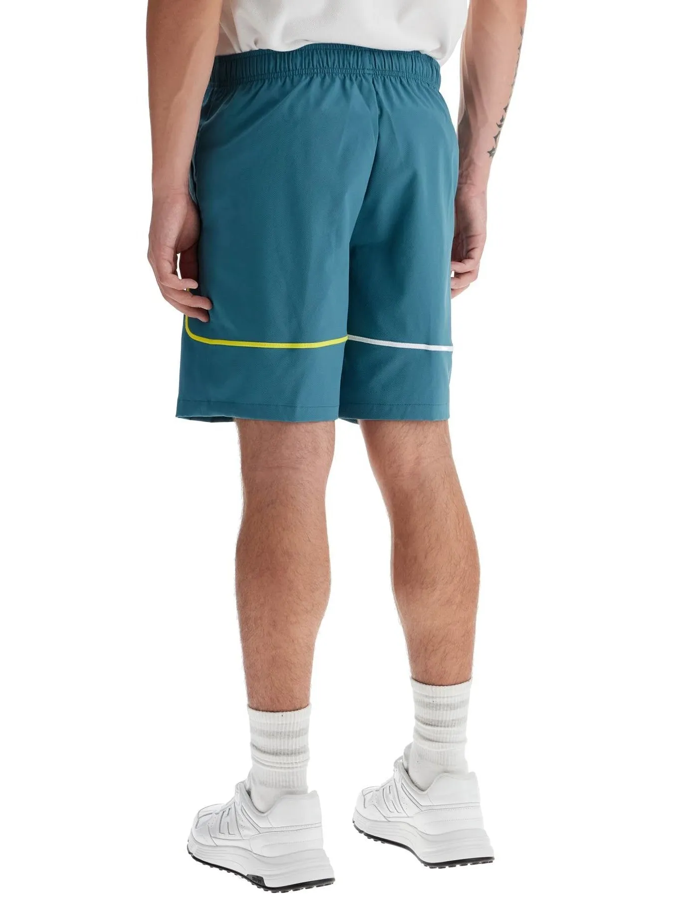 Sporty Contrast-Stitch Taffeta Shorts