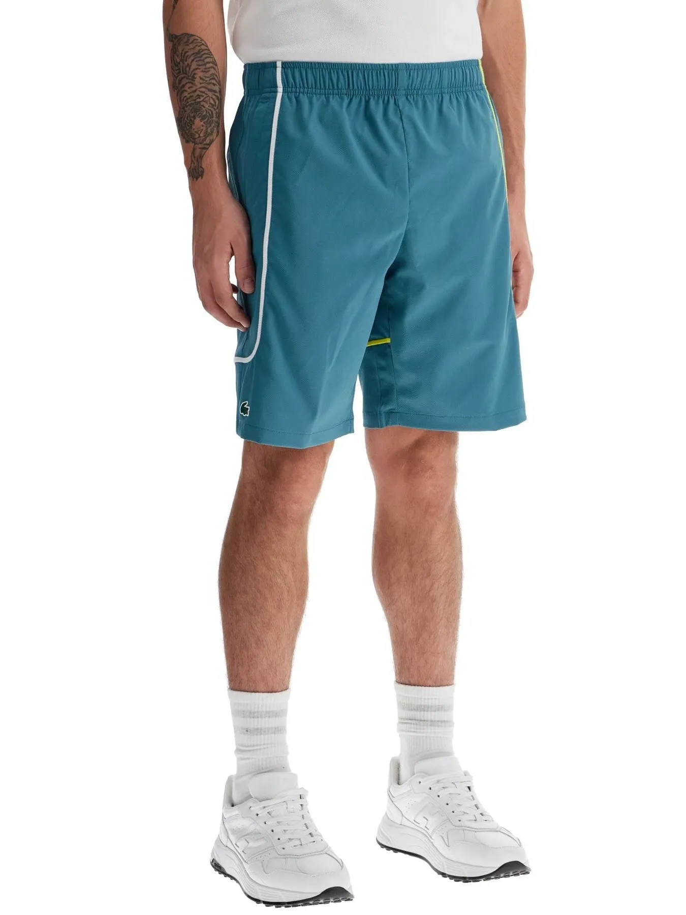 Sporty Contrast-Stitch Taffeta Shorts