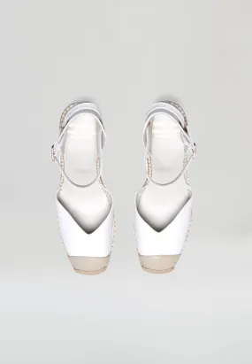 Square Toe Wedges - White Leather