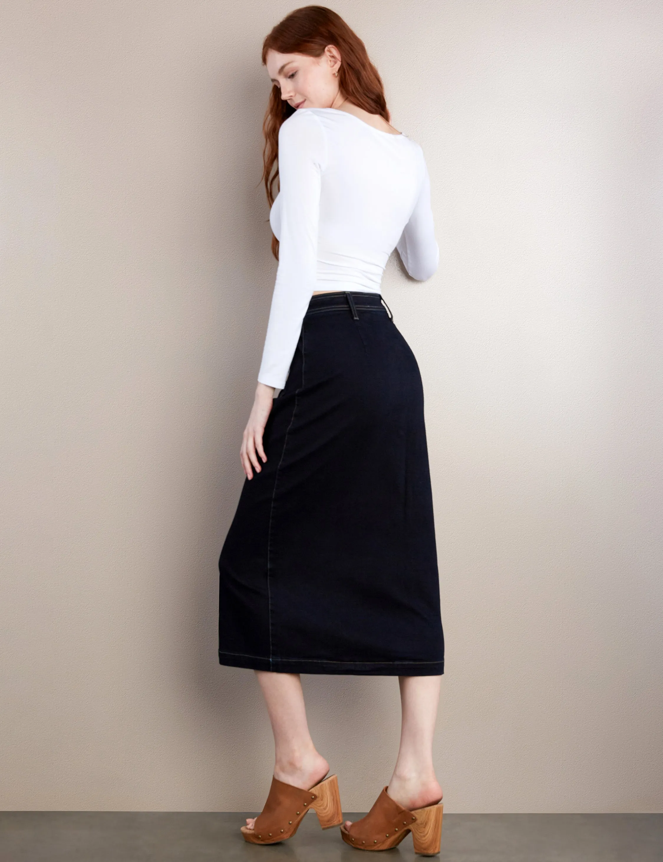 Tab Pocket Button Front Skirt