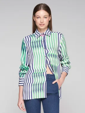 Vilagallo Multicolour Stripey Wave Print Shirt