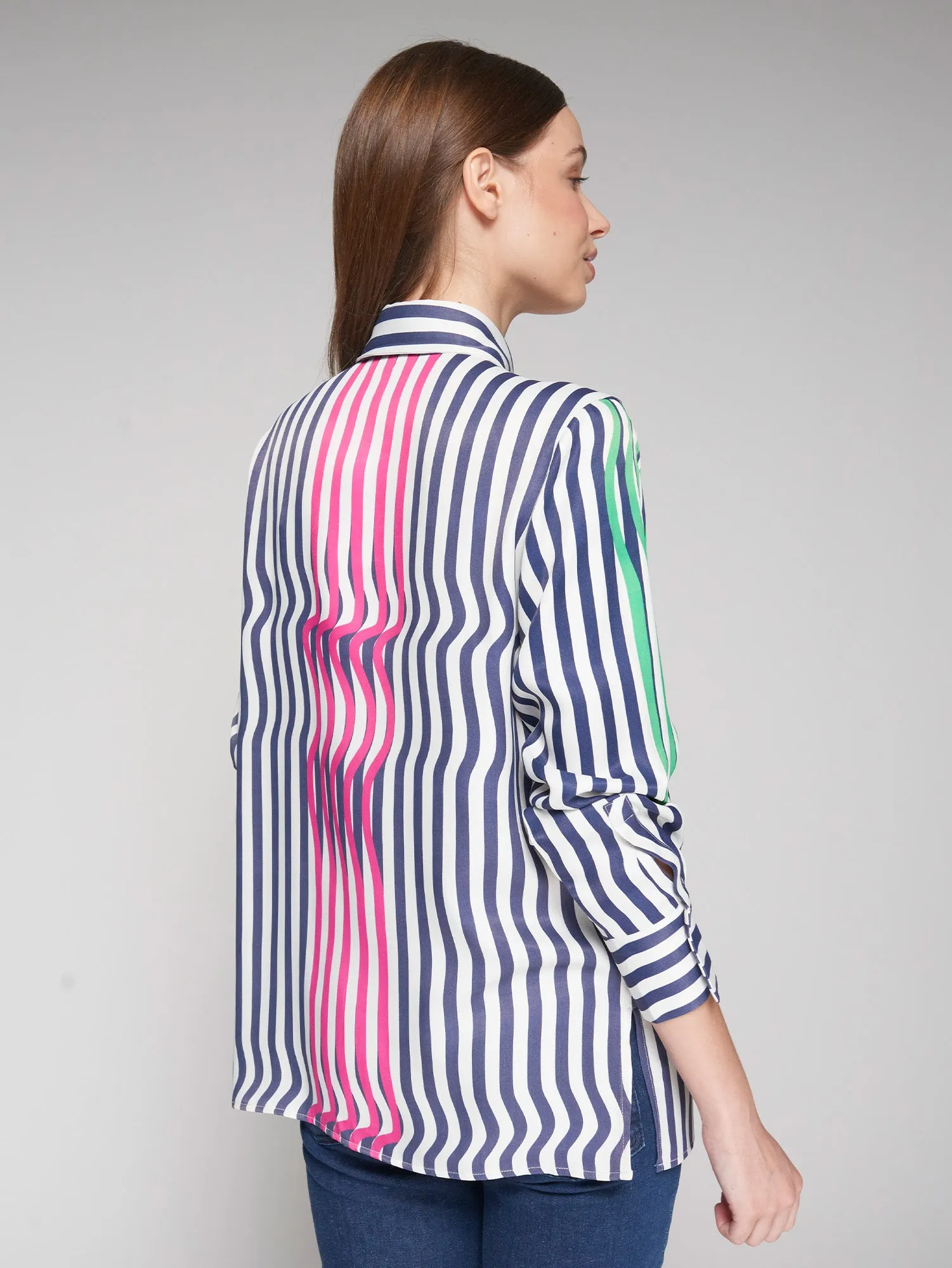 Vilagallo Multicolour Stripey Wave Print Shirt