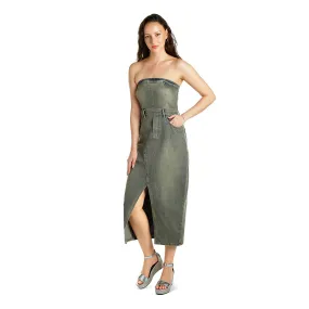 Vintage Wash Strapless Midi Dress