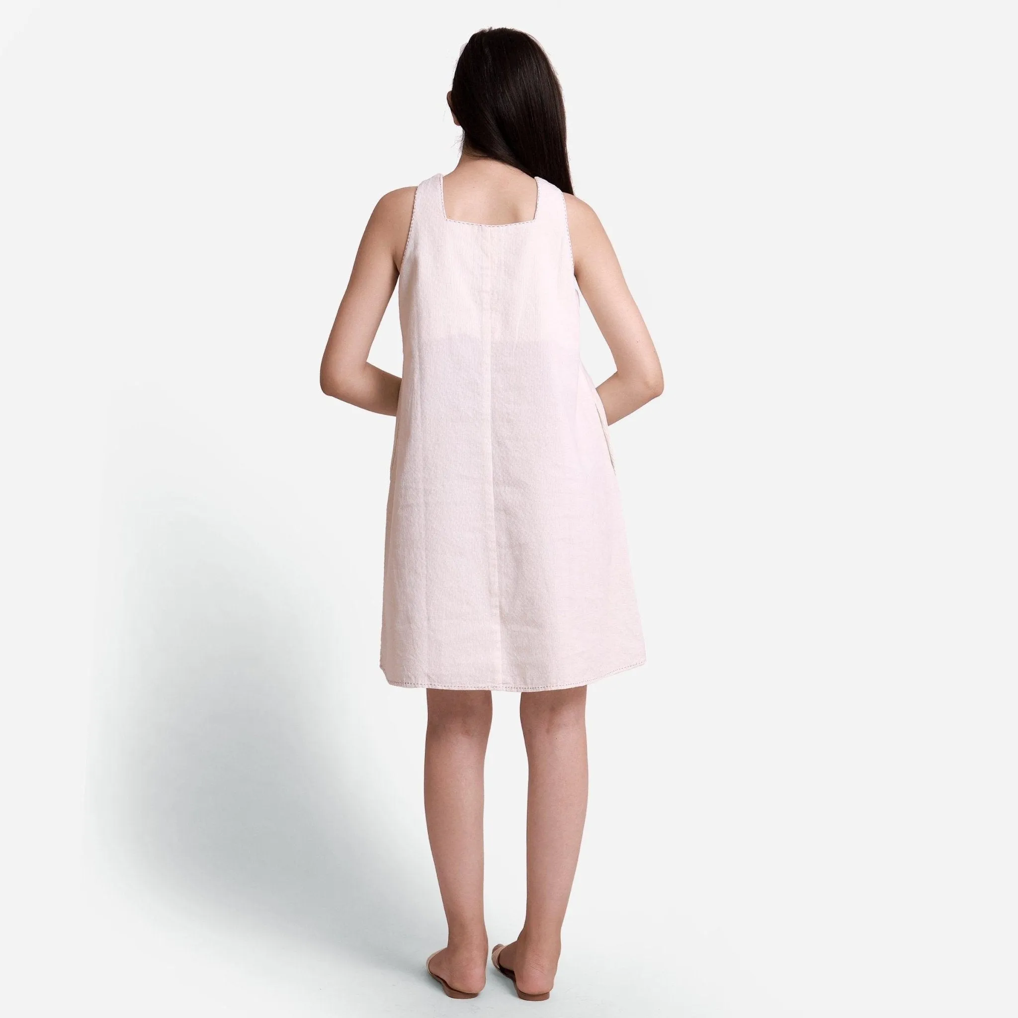 White Warm Cotton Corduroy a-Line Short Dress