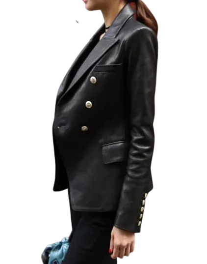 Womens Amoura Genuine Lambskin Leather Blazer