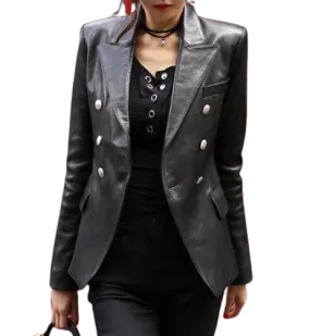 Womens Amoura Genuine Lambskin Leather Blazer