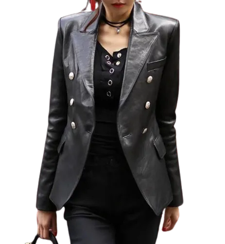 Womens Amoura Genuine Lambskin Leather Blazer